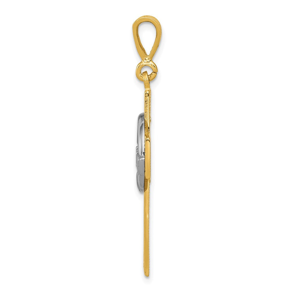 14 Karat Bicolor Gold Claddagh-Kreuz-Anhänger