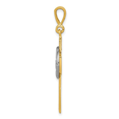 14 Karat Bicolor Gold Claddagh-Kreuz-Anhänger