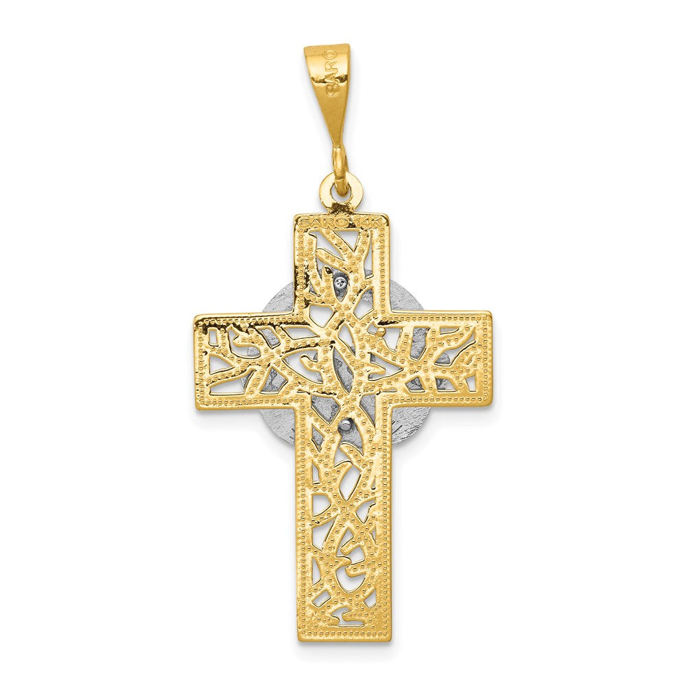 14 Karat Bicolor Gold Claddagh-Kreuz-Anhänger