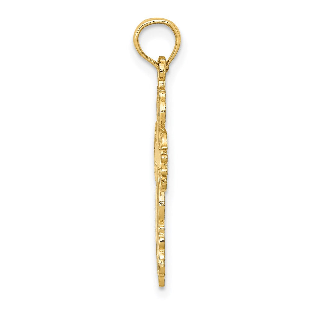 14K Gelbgold Poliert Filigran Kreuz Charm