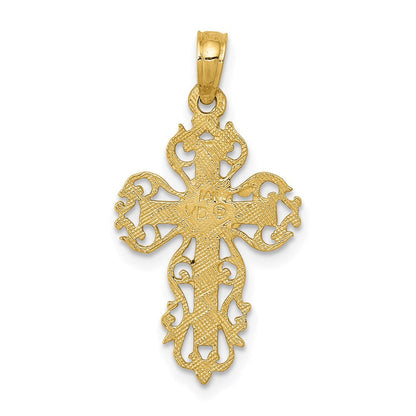 14K Gelbgold Poliert Filigran Kreuz Charm