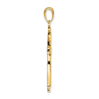 14K Gelbgold Polierter Massiver Kreuz-Anhänger