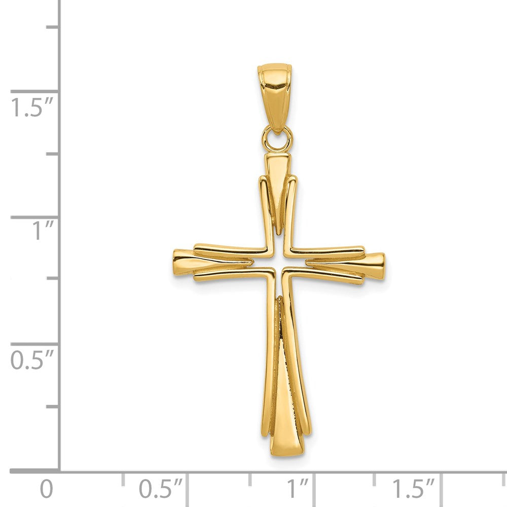 14K Gelbgold Polierter Massiver Kreuz-Anhänger