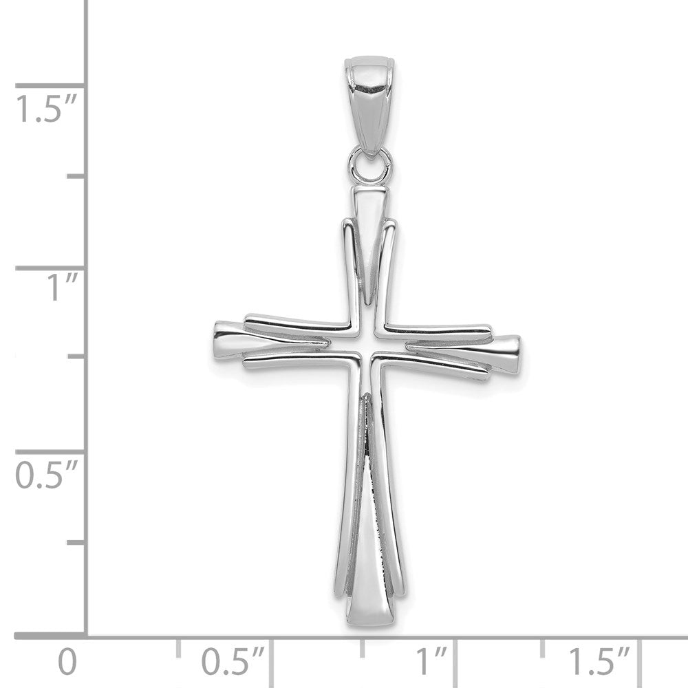 14K Weißgold Polierter Massiver Kreuz-Anhänger