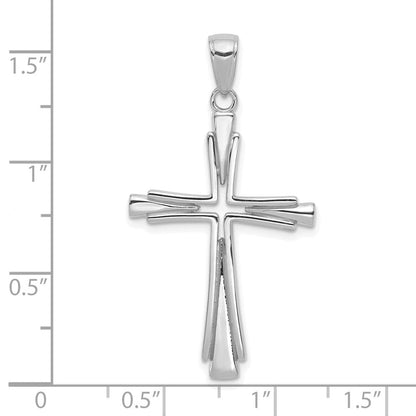 14K Weißgold Polierter Massiver Kreuz-Anhänger