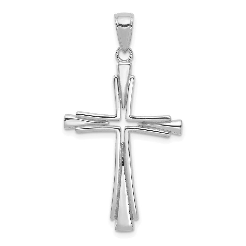 14K Weißgold Polierter Massiver Kreuz-Anhänger