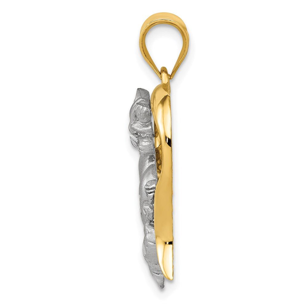 14K Bicolor Katze im Herz Charm
