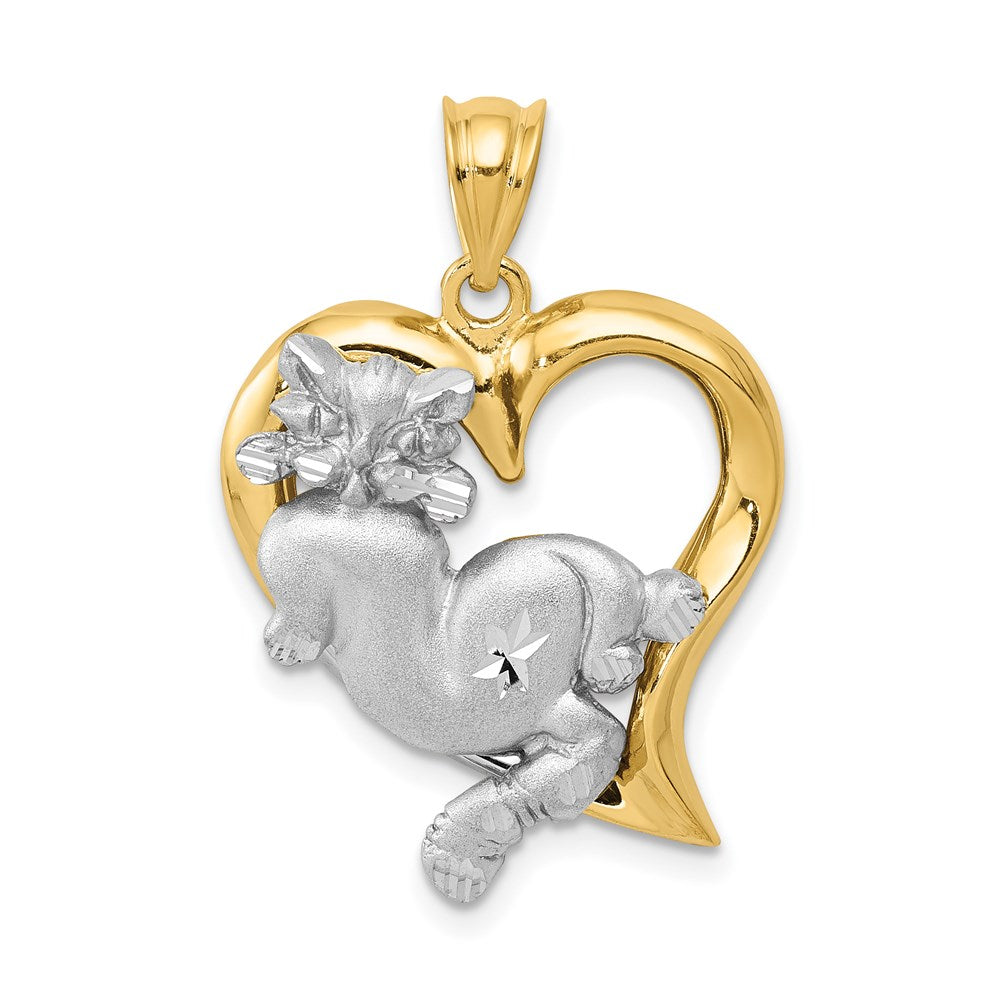 14K Bicolor Katze im Herz Charm
