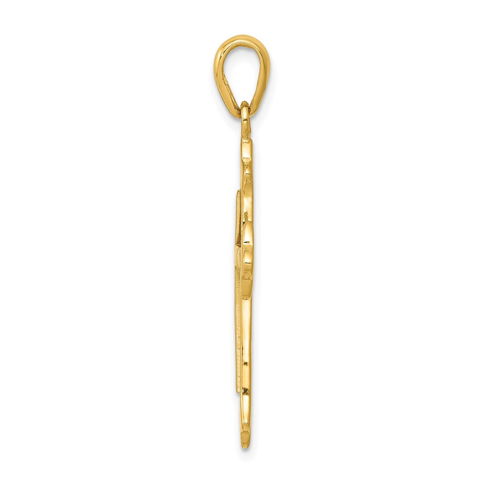 14K Bicolor Gold Fleur-de-Lis-Kreuzanhänger