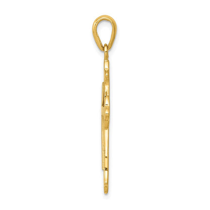 14K Bicolor Gold Fleur-de-Lis-Kreuzanhänger