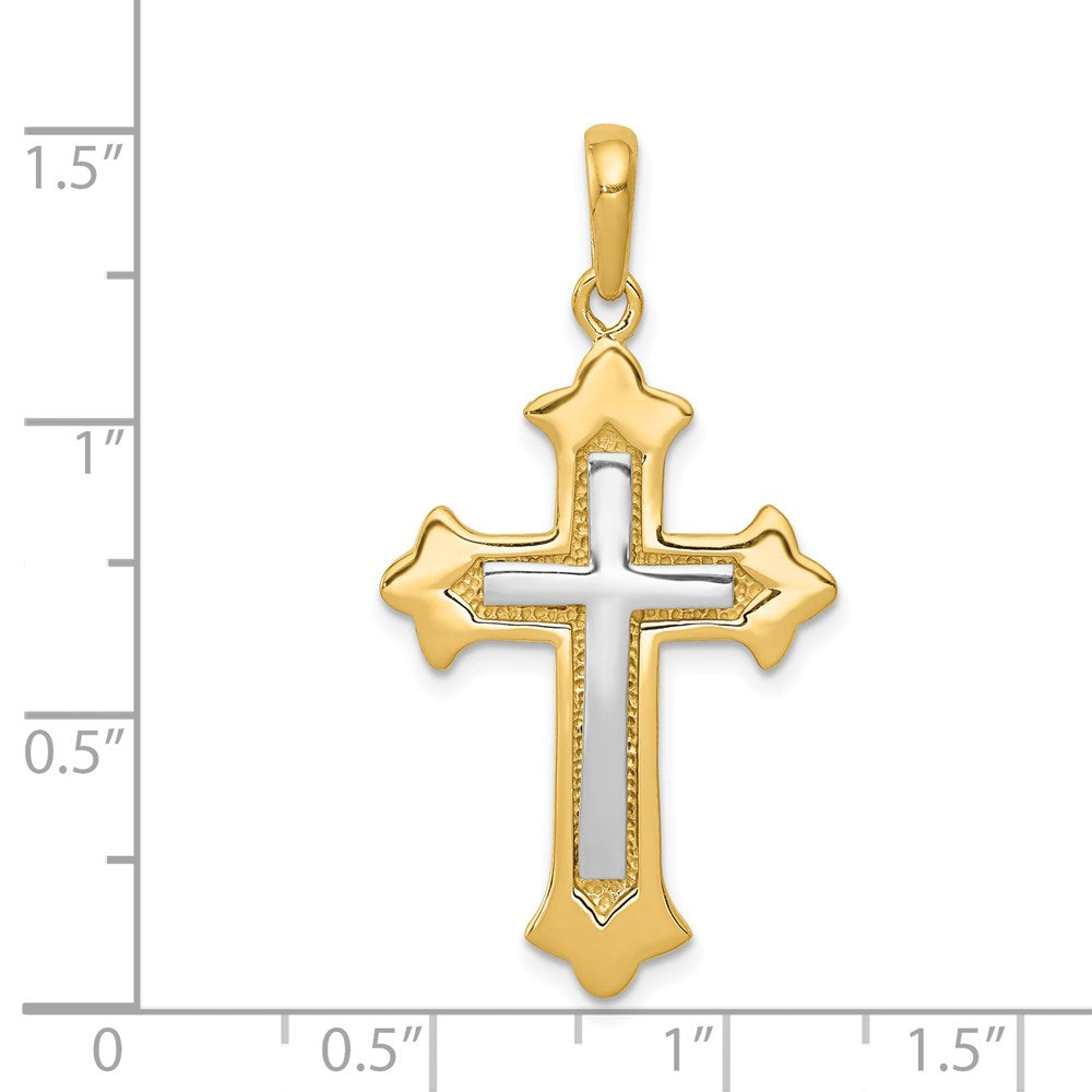 14K Bicolor Gold Fleur-de-Lis-Kreuzanhänger