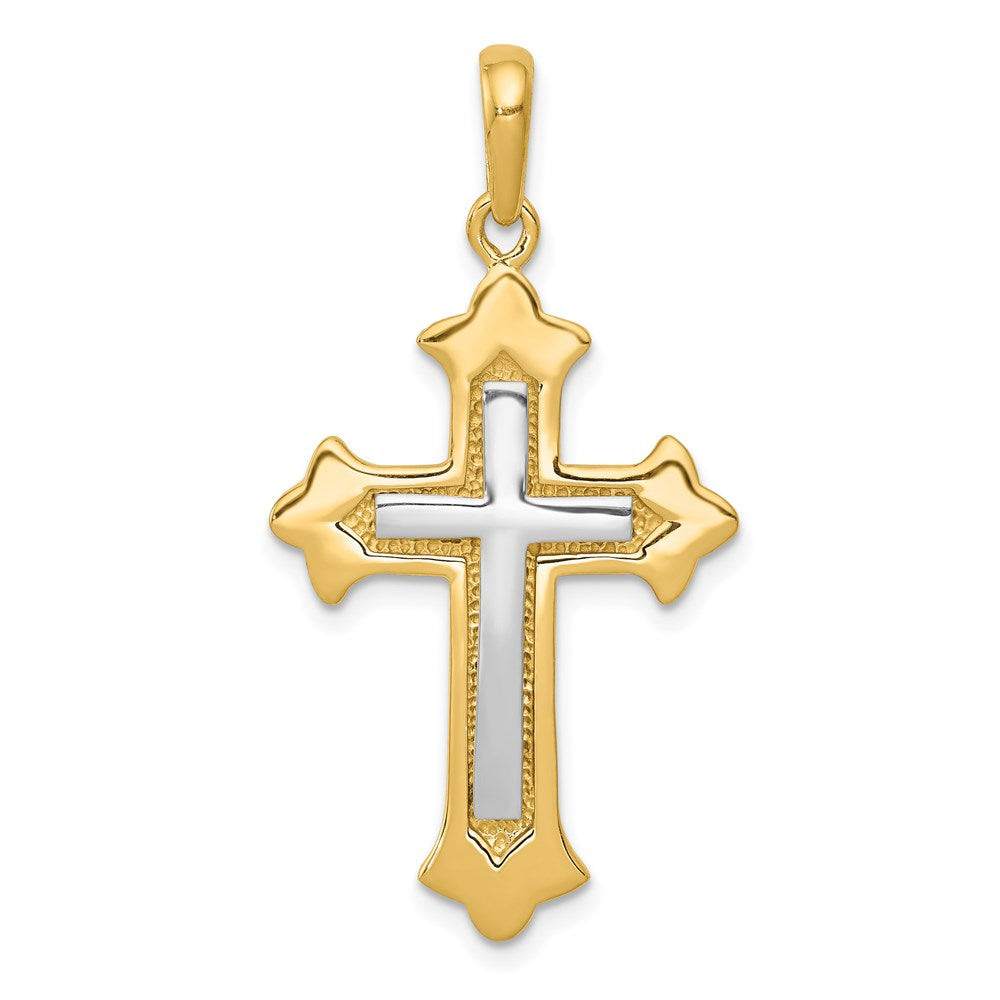 14K Bicolor Gold Fleur-de-Lis-Kreuzanhänger