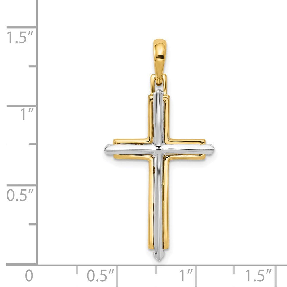 14k Bicolor Gold Fantasie-Kreuzanhänger