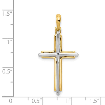 14k Bicolor Gold Fantasie-Kreuzanhänger