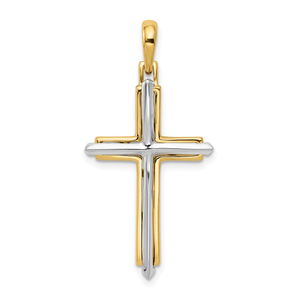 14k Bicolor Gold Fantasie-Kreuzanhänger