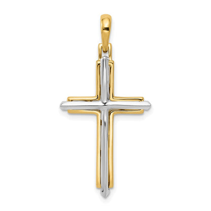 14k Bicolor Gold Fantasie-Kreuzanhänger