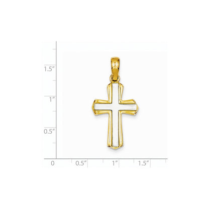 14K Bicolor-Gold Fantasie-Kreuzanhänger