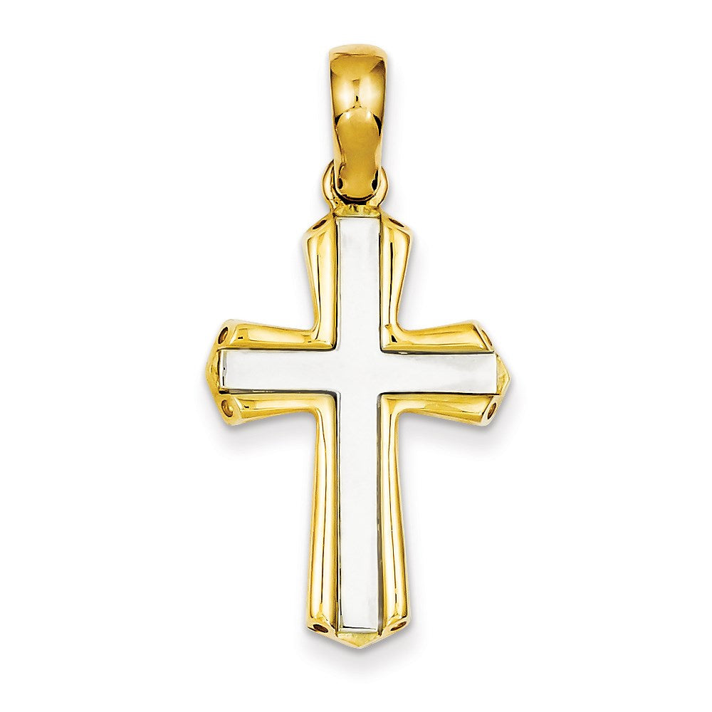14K Bicolor-Gold Fantasie-Kreuzanhänger
