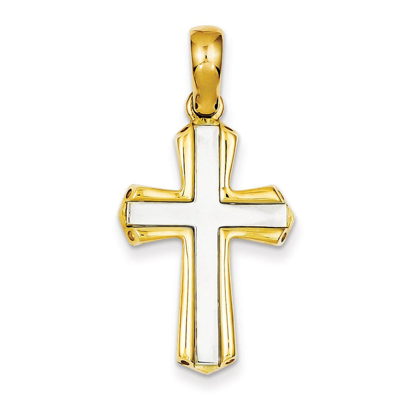14K Bicolor-Gold Fantasie-Kreuzanhänger