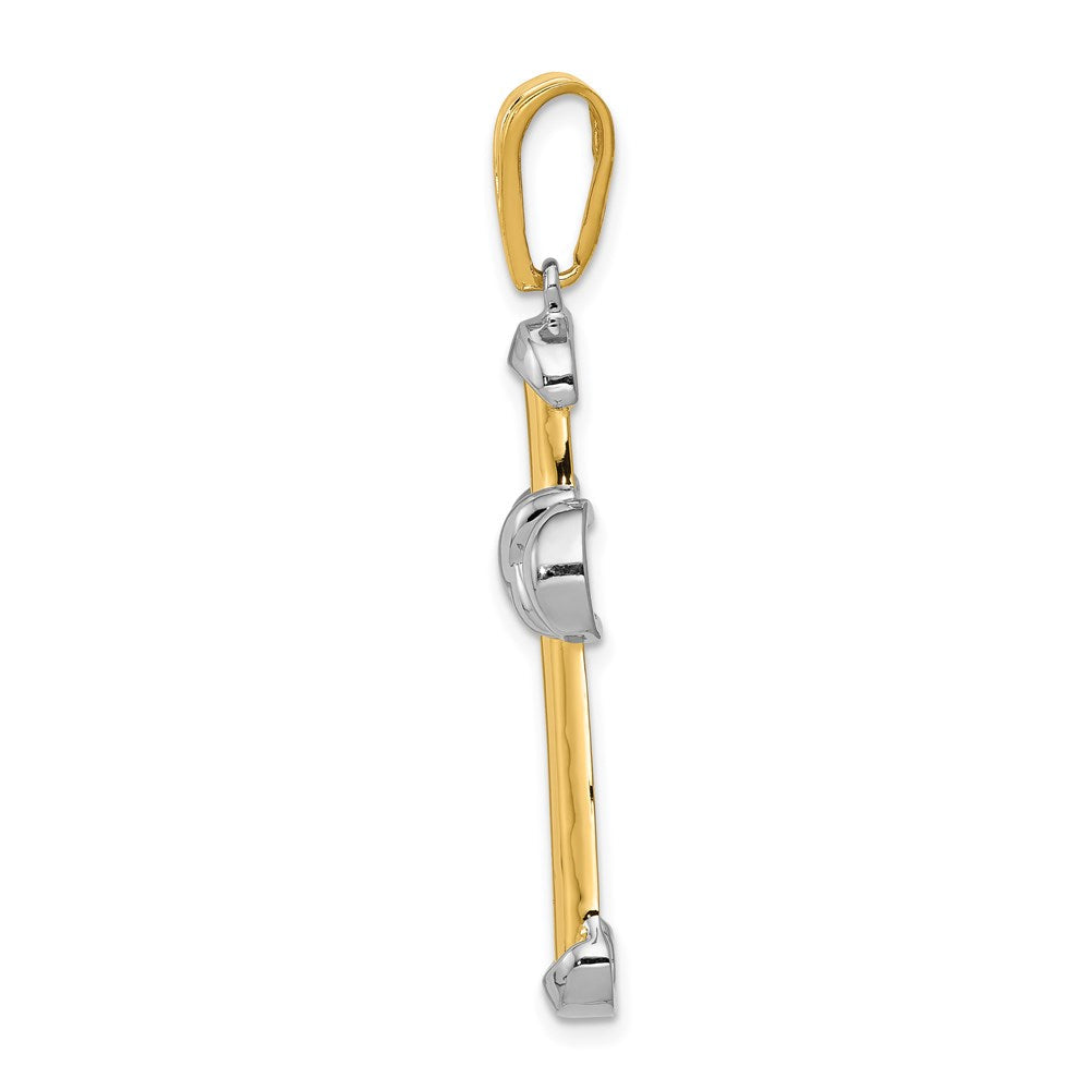 14K Bicolor-Gold Fantasie-Kreuz-Anhänger