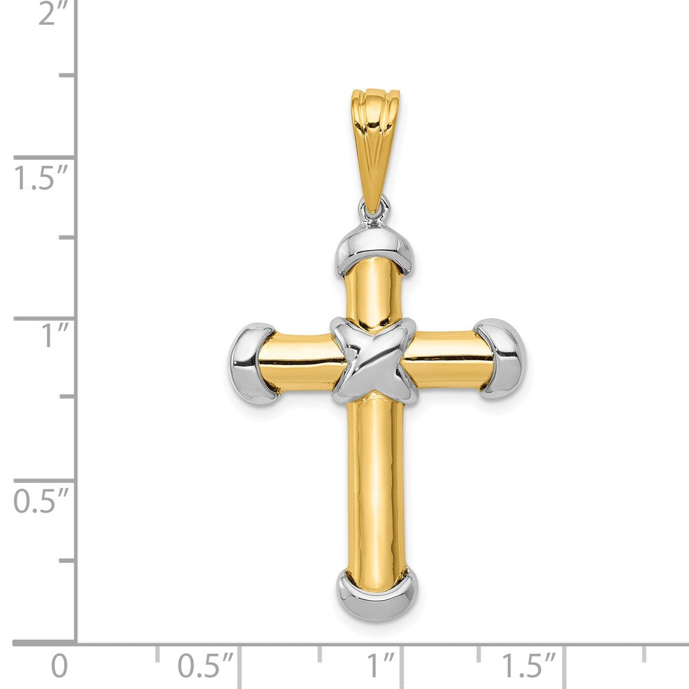 14K Bicolor-Gold Fantasie-Kreuz-Anhänger