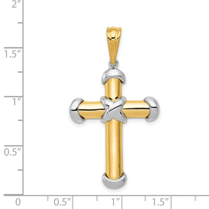 14K Bicolor-Gold Fantasie-Kreuz-Anhänger