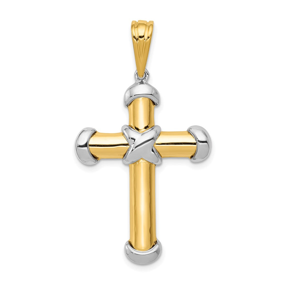 14K Bicolor-Gold Fantasie-Kreuz-Anhänger