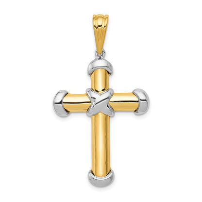 14K Bicolor-Gold Fantasie-Kreuz-Anhänger