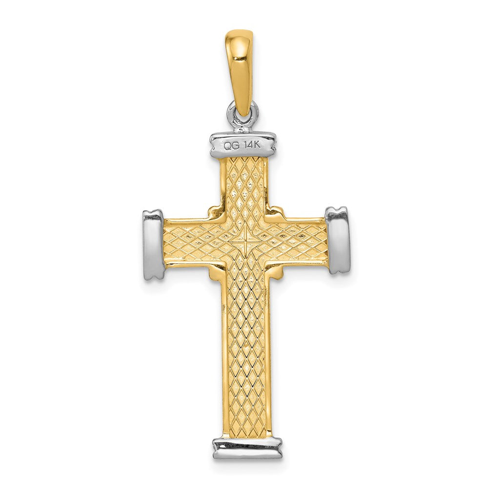14K Bicolor Gold Fantasie-Kreuzanhänger