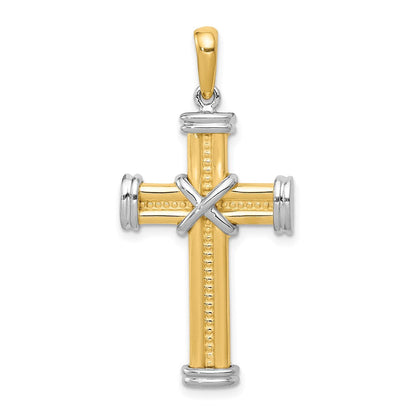 14K Bicolor Gold Fantasie-Kreuzanhänger