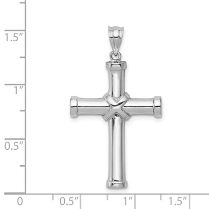 14K Weißgold Polierter Kreuzanhänger