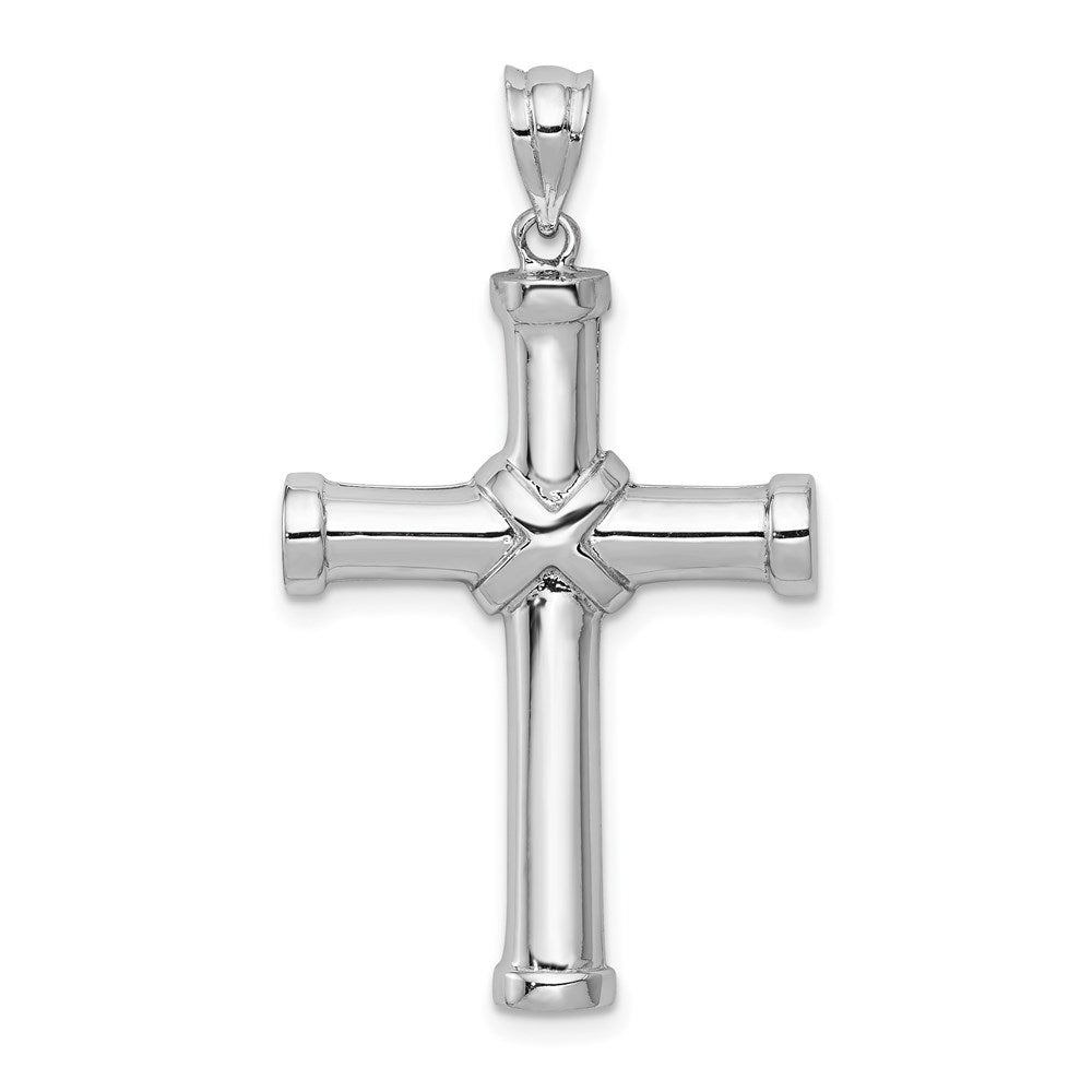 14K Weißgold Polierter Kreuzanhänger