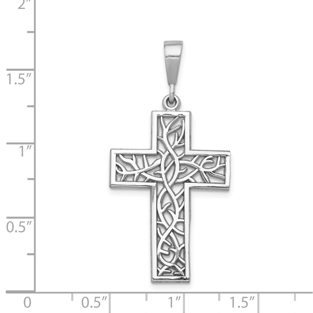 14K Weißgold Dornenkreuz-Anhänger