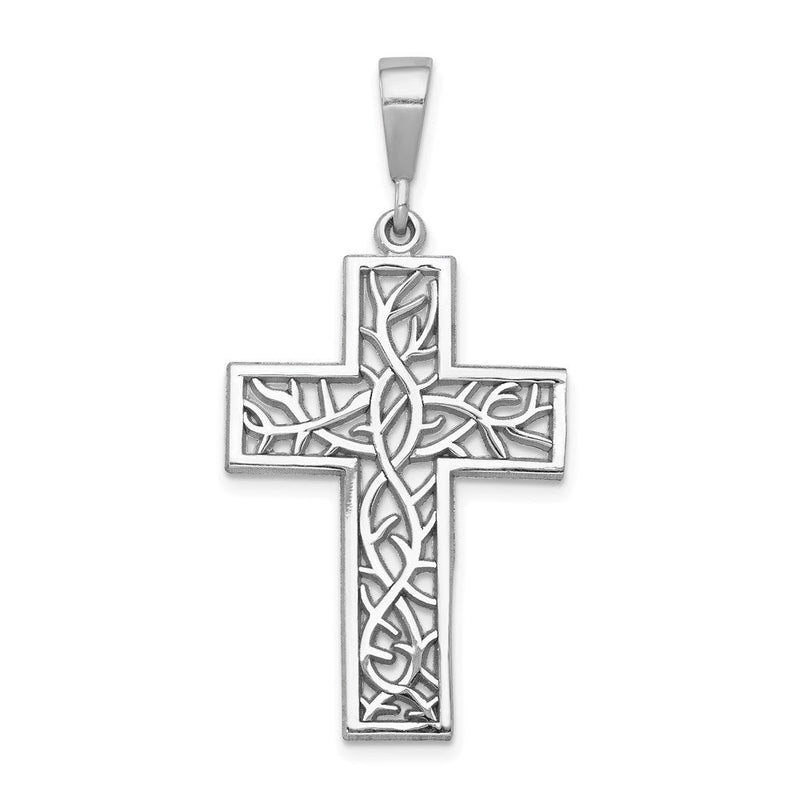 14K Weißgold Dornenkreuz-Anhänger