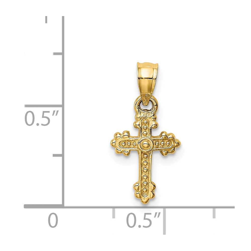 14K Gelbgold Winzig Knospend Kreuz Charm
