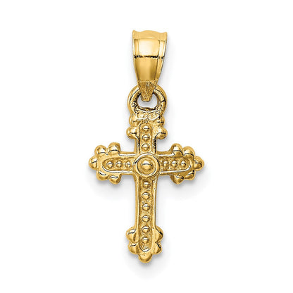 14K Gelbgold Winzig Knospend Kreuz Charm