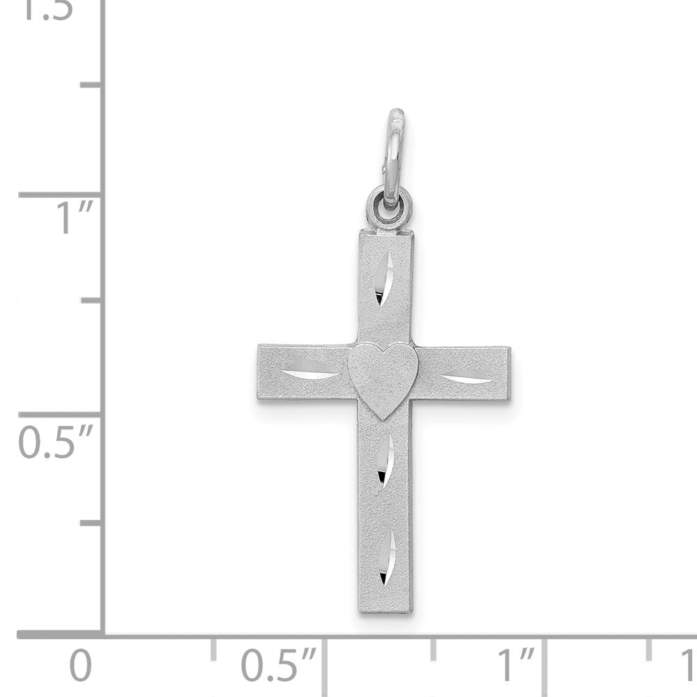 14K Weißgold Diamantiert Lateinisch Kreuz Charm