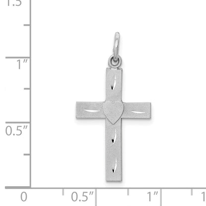 14K Weißgold Diamantiert Lateinisch Kreuz Charm