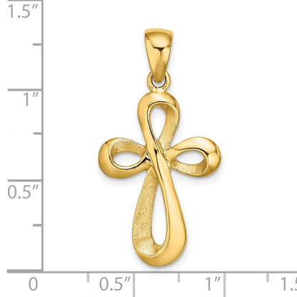 14K Gelbgold Poliertes Kreuz-Charm