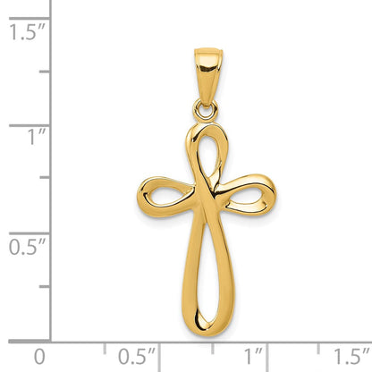 14K Gelbgold Poliertes Kreuz-Anhänger** Wait, let me correct the grammar: **14K Gelbgold Polierter Kreuz-Anhänger