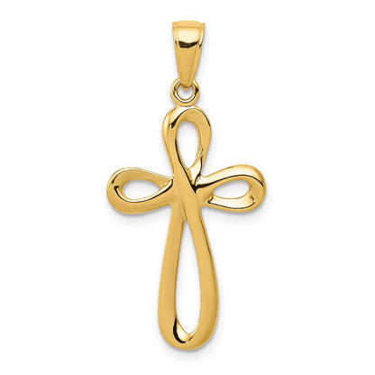 14K Gelbgold Poliertes Kreuz-Anhänger** Wait, let me correct the grammar: **14K Gelbgold Polierter Kreuz-Anhänger