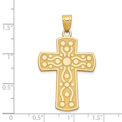 14K Gelbgold Kreuzanhänger mit Gelassenheitsgebet auf der Rückseite