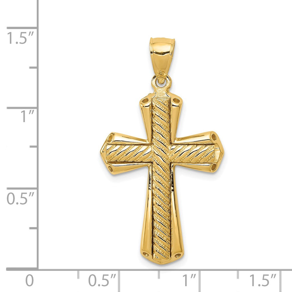 Gedrehter Kreuzanhänger aus 14K Gelbgold