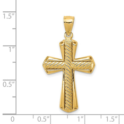 Gedrehter Kreuzanhänger aus 14K Gelbgold