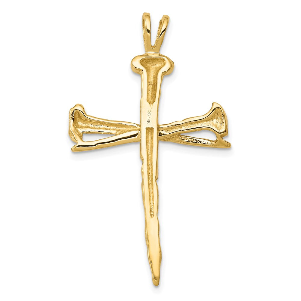 14K Gelbgold Polierter Nagel-Kreuz-Charm