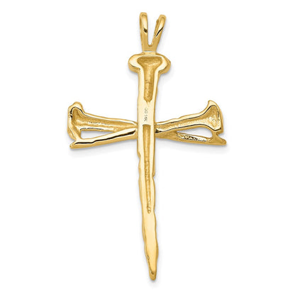 14K Gelbgold Polierter Nagel-Kreuz-Charm
