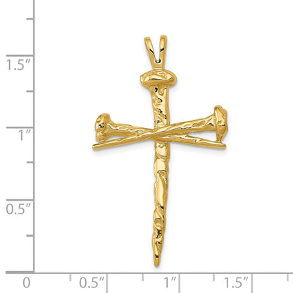 14K Gelbgold Polierter Nagel-Kreuz-Charm