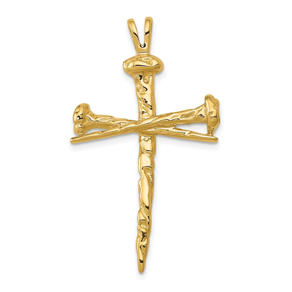 14K Gelbgold Polierter Nagel-Kreuz-Charm