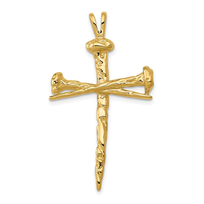 14K Gelbgold Polierter Nagel-Kreuz-Charm