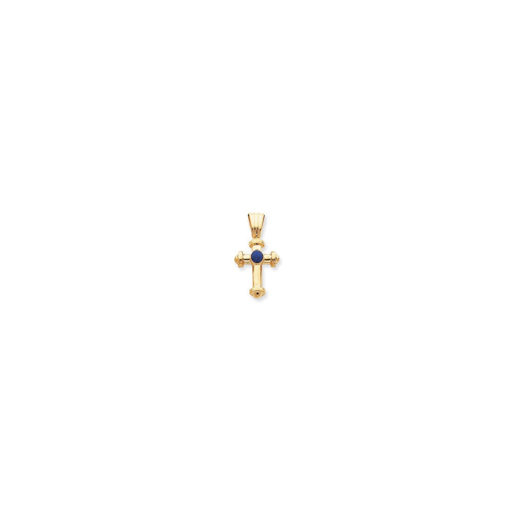 14 Karat Gelbgold Kreuzanhänger mit Lapislazuli-Cabochon